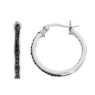 Chrystina Crystal Silver-plated Inside Out Hoop Earrings, Women's, Black