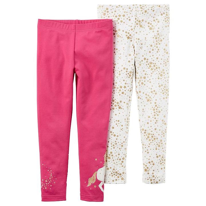 Girls 4-8 Carter's 2-pk. Unicorn & Star Leggings, Size: 7, Multi