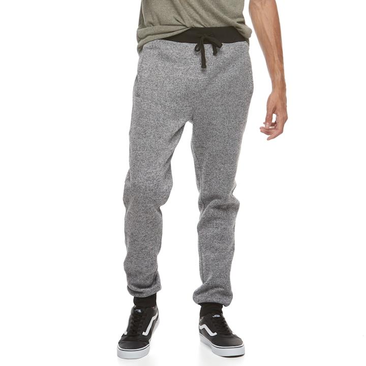 Men's Hollywood Jeans Sweater-knit Jogger Pants, Size: Medium, Med Grey