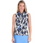 Women's Tail Fannie Floral Quarter-zip Knit Golf Top, Size: Xs, Blue Other