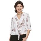 Juniors' Candie's&reg; Crepe Button-front Shirt, Teens, Size: Medium, White