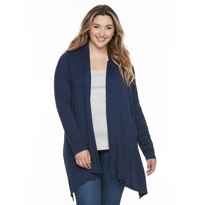 Plus Size French Laundry Cascade Flyaway Cardigan, Women's, Size: 3xl, Med Blue