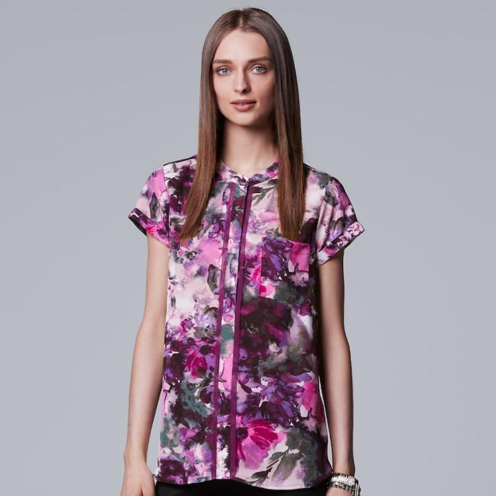 Women's Simply Vera Vera Wang Essential Popover Top, Size: Xl, Med Purple