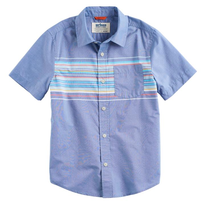Boys 8-20 Urban Pipeline&reg; Max Wear Button-front Shirt, Size: Medium, Blue (navy)