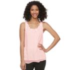 Women's Elle&trade; Floral Applique Tank, Size: Xxl, Brt Pink