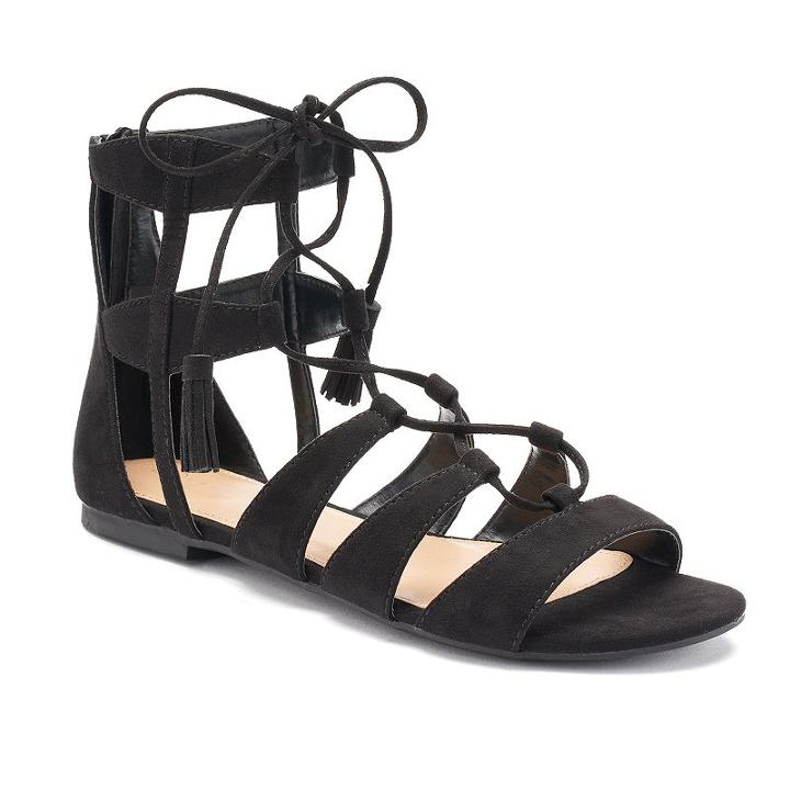 Lc Lauren Conrad Women's Gladiator Sandals, Size: 9, Black