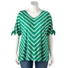 Plus Size Croft & Barrow&reg; Striped Dolman Tee, Women's, Size: 2xl, Med Green