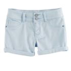 Girls 7-16 So&reg; Softest Shorties Double Button Shorts, Size: 14, Light Blue