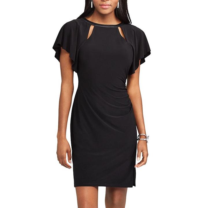 Women's Chaps Flutter Sheath Dress, Size: Small, Black