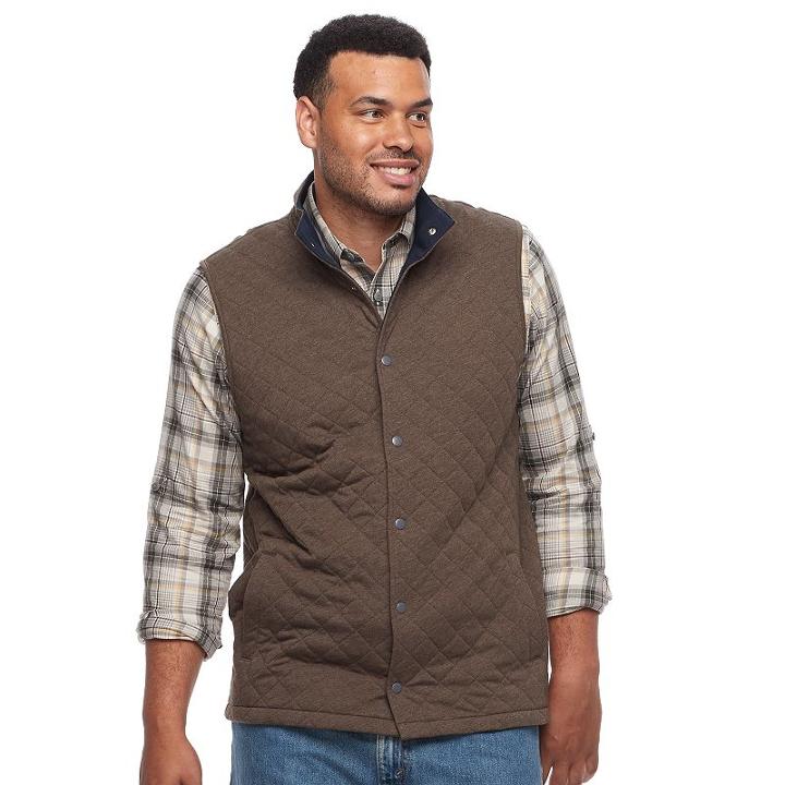 Big & Tall Croft & Barrow&reg; Outdoor Quilted Vest, Men's, Size: 4xb, Dark Brown