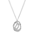 Long Double Strand Tiered Hammered Pendant Necklace, Women's, Silver