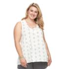 Plus Size Sonoma Goods For Life&trade; Floral Lace-up Tank, Women's, Size: 2xl, Black