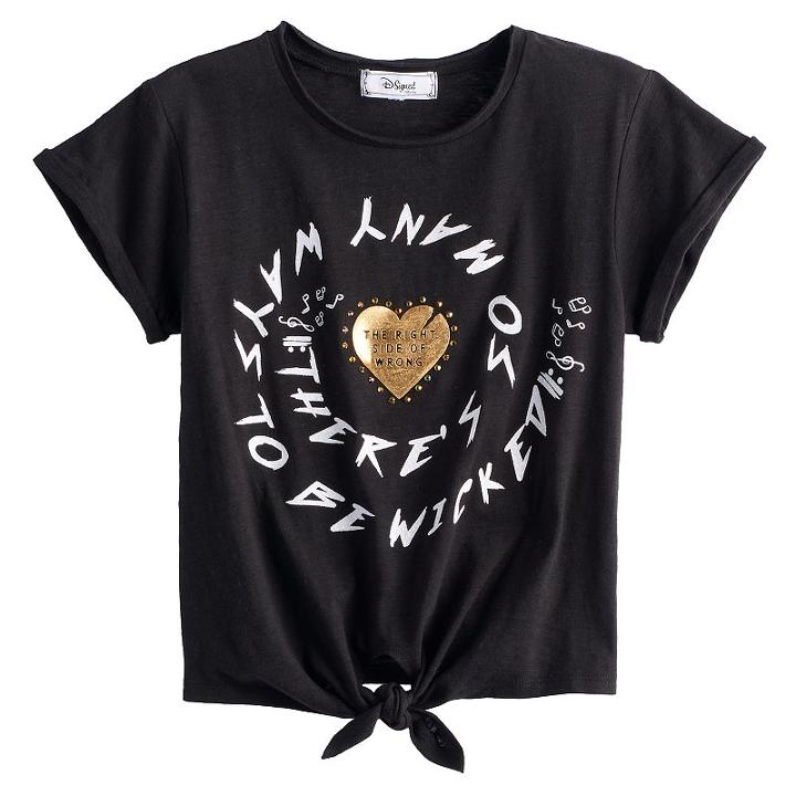 Disney D-signed Descendants 2 Girls 7-16 Tie Front Tee, Size: Xs, Black