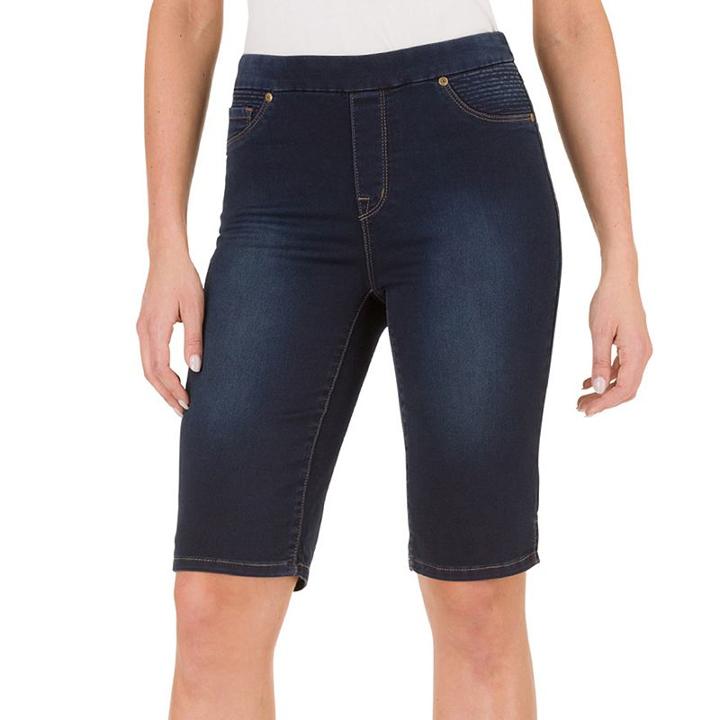 Women's Haggar Pull-on Bermuda Jean Shorts, Size: 8, Blue (navy)