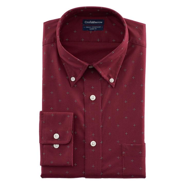 Men's Croft & Barrow&reg; Easy-care True Comfort Regular-fit Dress Shirt, Size: 17.5-32/33, Red