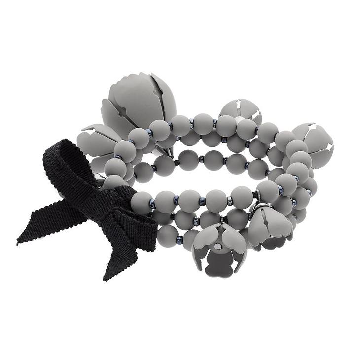 Simply Vera Vera Wang Matte Beaded Flower Charm Stretch Bracelet Set, Women's, Grey Other