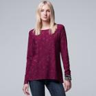 Women's Simply Vera Vera Wang Jacquard Tee, Size: Medium, Dark Red