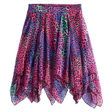 Disney D-signed Descendants 2 Girls 7-16 Animal Print Handkerchief Skirt, Size: Medium, Ovrfl Oth