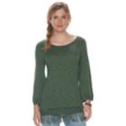 Women's Sonoma Goods For Life&trade; Fringe-hem Scoopneck Sweater, Size: Small, Green