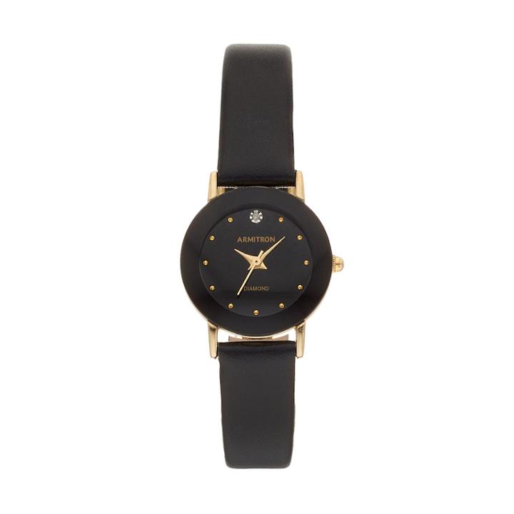 Armitron Women's Diamond Accent Leather Watch - 75/2447blkk, Size: Small, Black