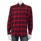 Croft & Barrow, Men's &reg; Slim-fit Plaid Flannel Button-down Shirt, Size: Xl, Dark Red