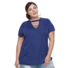 Plus Size Jennifer Bar Front Tee, Women's, Size: 2xl, Drk Purple