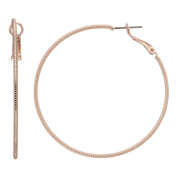 Lc Lauren Conrad Nickel Free Gold Tone Hoop Earrings, Women's, Light Pink
