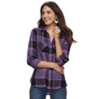 Women's Rock & Republic&reg; Twill Shirt, Size: Medium, Med Purple