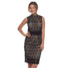 Women's Sharagano Lace Overlay Mockneck Dress, Size: 6, Grey Other