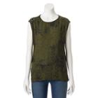 Petite Jennifer Lopez Snakeskin Mixed-media Lace-up Top, Women's, Size: Xl Petite, Dark Green