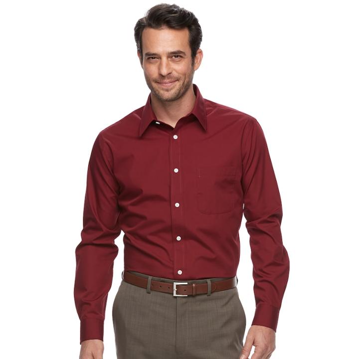 Big & Tall Croft & Barrow&reg; Easy Care Point-collar Dress Shirt, Men's, Size: 17 38/9t, Dark Red