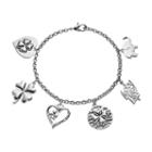 Love This Life Lucky In Life Clover Charm Bracelet, Women's, Grey