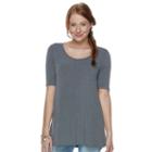 Juniors' So&reg; Solid Elbow Sleeve Tunic, Teens, Size: Medium, Grey (charcoal)