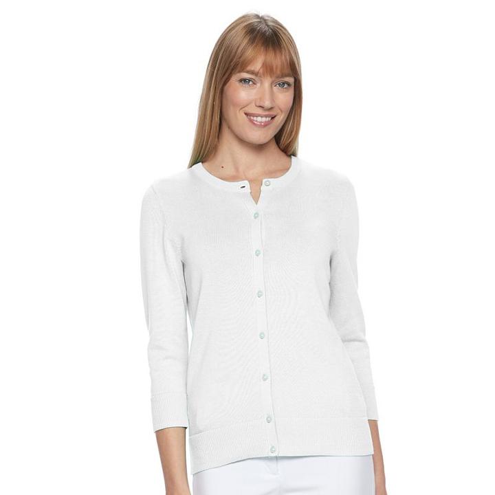 Women's Croft & Barrow&reg; Button Down Cardigan, Size: Small, White