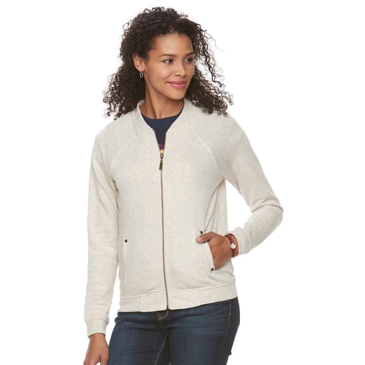 Women's Lee Zip-front Bomber Jacket, Size: Large, Beige Oth