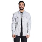 Men's Excelled Perforated Leather Shirt Jacket, Size: Small, Grey