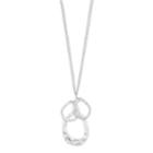 Hammered Layered Oval Pendant Nickel Free Necklace, Women's, Silver