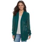 Juniors' So&reg; Open-stitch Cardigan Sweater, Teens, Size: Medium, Med Green