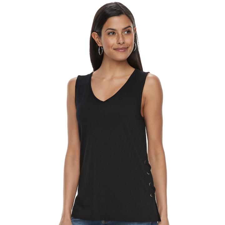 Women's Apt. 9&reg; Lace-up Tank, Size: Medium, Black