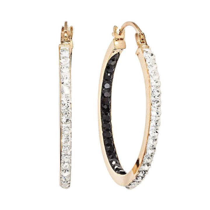 14k Gold-bonded Sterling Silver Crystal Inside-out Hoop Earrings, Women's, White
