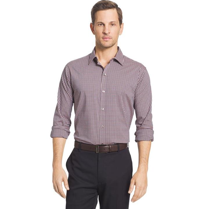 Men's Van Heusen Flex Slim-fit Stretch Plaid Button-down Shirt, Size: Medium, Red Overfl