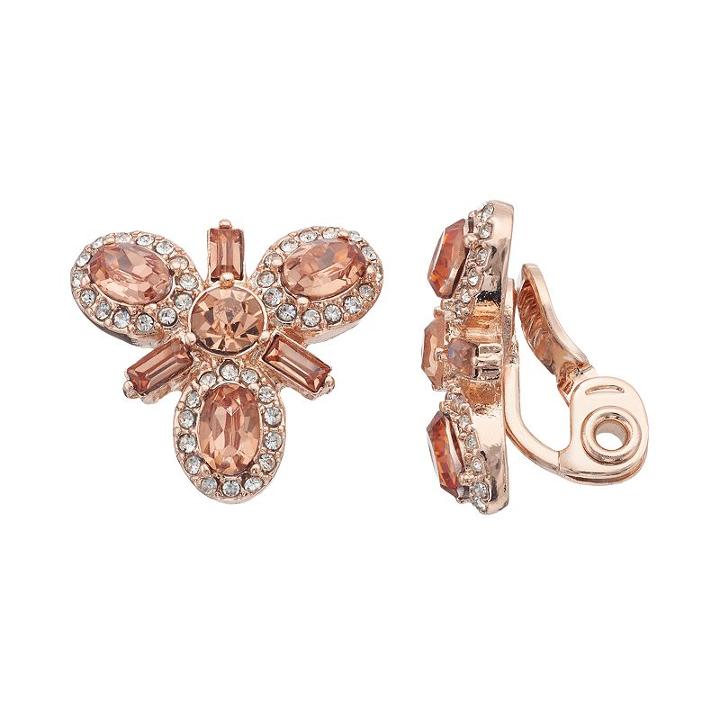 Napier Simulated Crystal Cluster Clip On Earrings, Women's, Pink