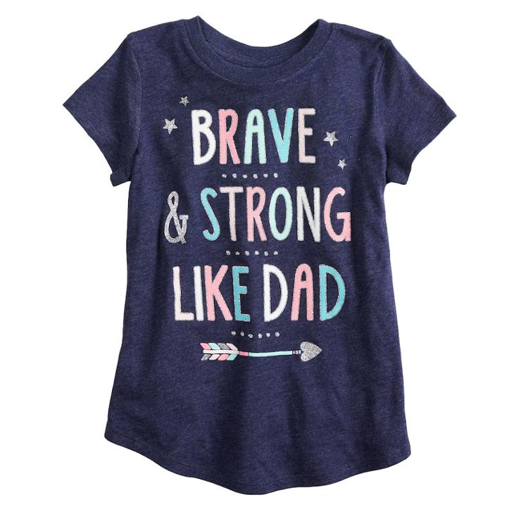 Girls 4-10 Jumping Beans&reg; Brave & Strong Like Dad Graphic Tee, Size: 4, Med Blue