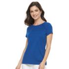 Women's Croft & Barrow&reg; Lace-yoke Tee, Size: Medium, Dark Blue