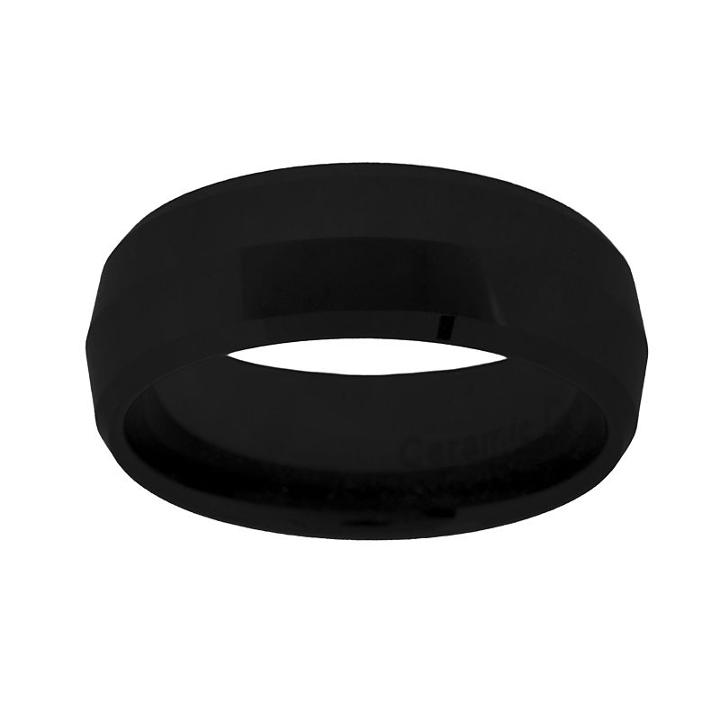 Black Ceramic Wedding Band - Men, Size: 13