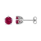 Laura Ashley Sterling Silver Lab Created Ruby Stud Earrings, Women's, Red