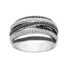1/2 Carat T.w. Black And White Diamond Sterling Silver Multirow Ring, Women's, Size: 8