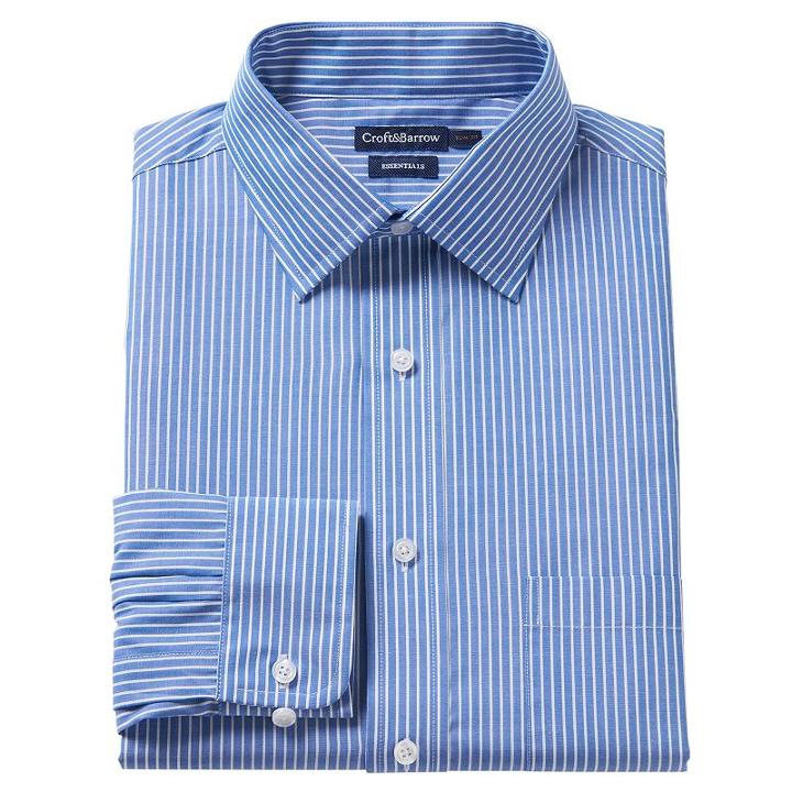 Men's Croft & Barrow&reg; Slim-fit Easy Care Spread-collar Dress Shirt, Size: 17-32/33, Blue