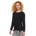 Madden Nyc Juniors' Lace Up Long Sleeve Sweatshirt, Teens, Size: Small, Oxford
