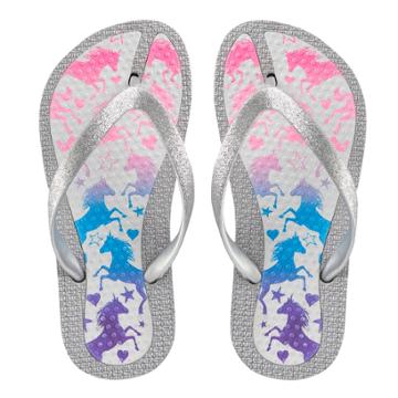Girls 4-16 Elli By Capelli Unicorn Print Jelly Flip Flops, Size: 1/2, Multi